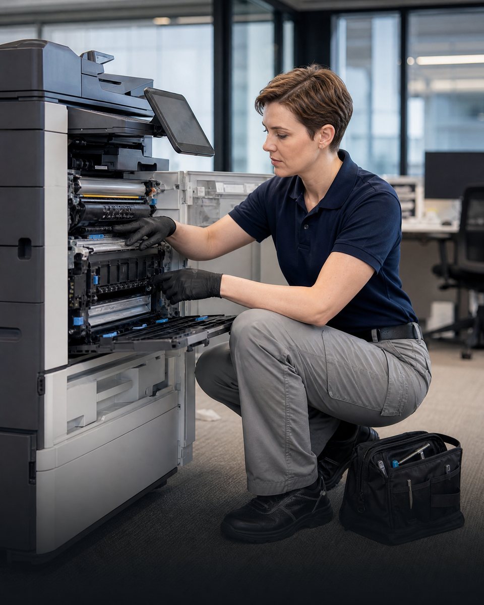Printer Technician servicing office equipment